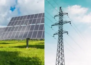 Placas fotovoltaicas e rede de transmissão