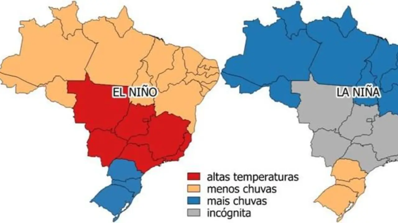 El Niño aumenta o risco de seca na faixa norte das regiões Norte e Nordeste e de grandes volumes de chuva no Sul do Brasil.