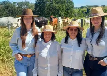 D. Gersina ensina o trabalho da pecuária de corte para a filha D. Gleicivani, que passa para as netas Thays e Thaynara.