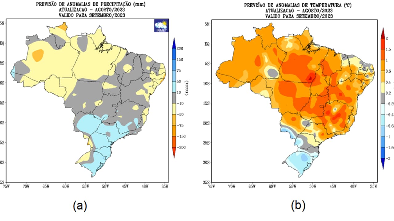 Mês será marcado por menores volumes de chuva no Norte e Nordeste. 