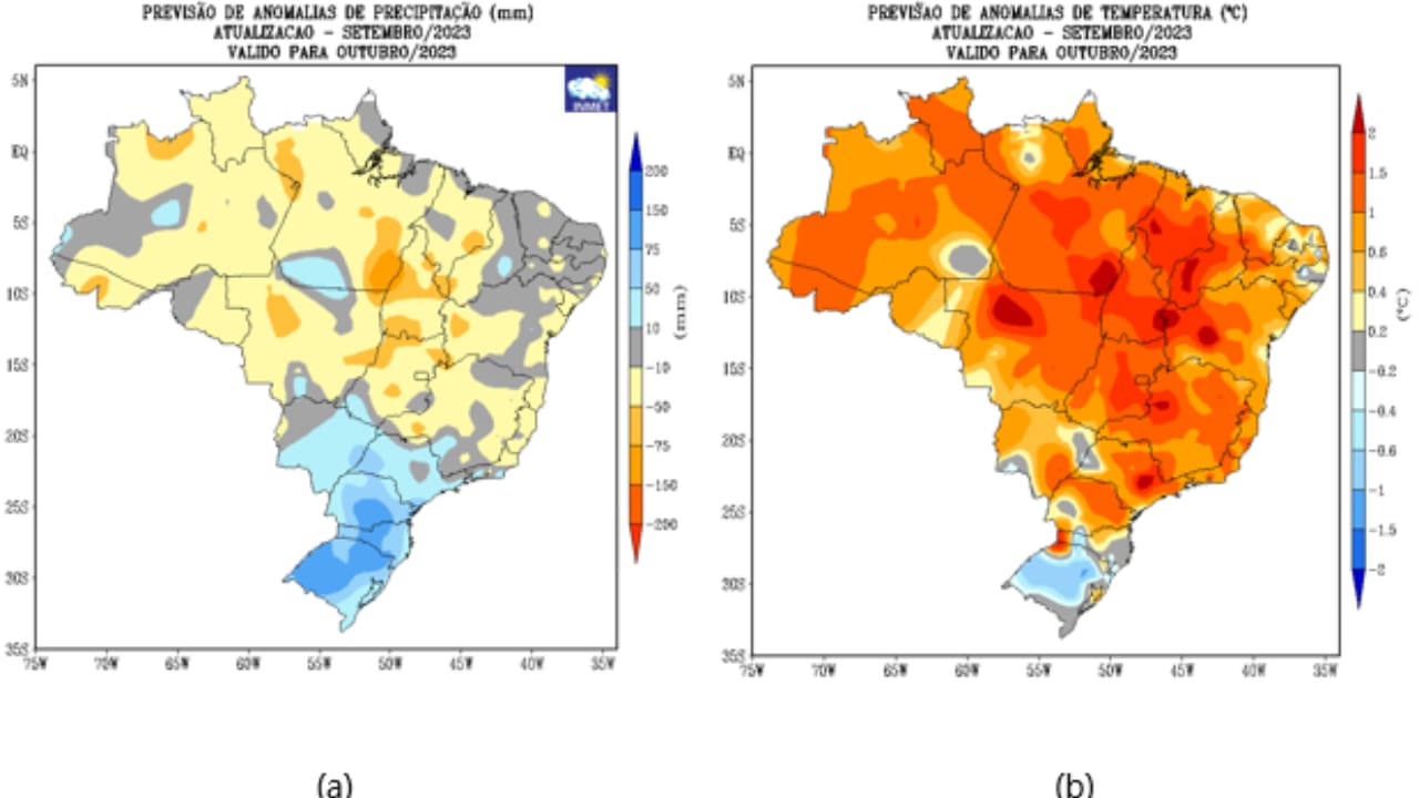 Temperaturas seguem maiores em grande parte do Brasil. 