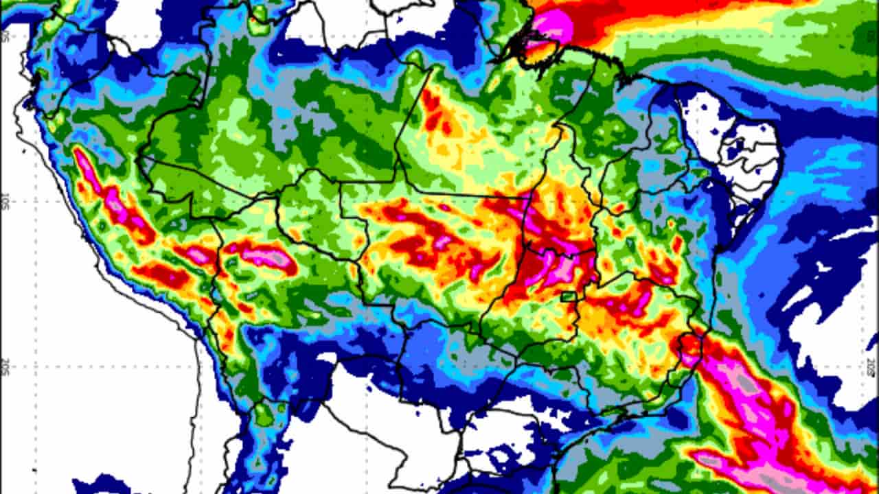Chuvas intensas chegam ao Sudeste e Centro-Oeste até o fim de semana 2 Chuva é provocada pela Zona de Convergência do Atlântico Sul.