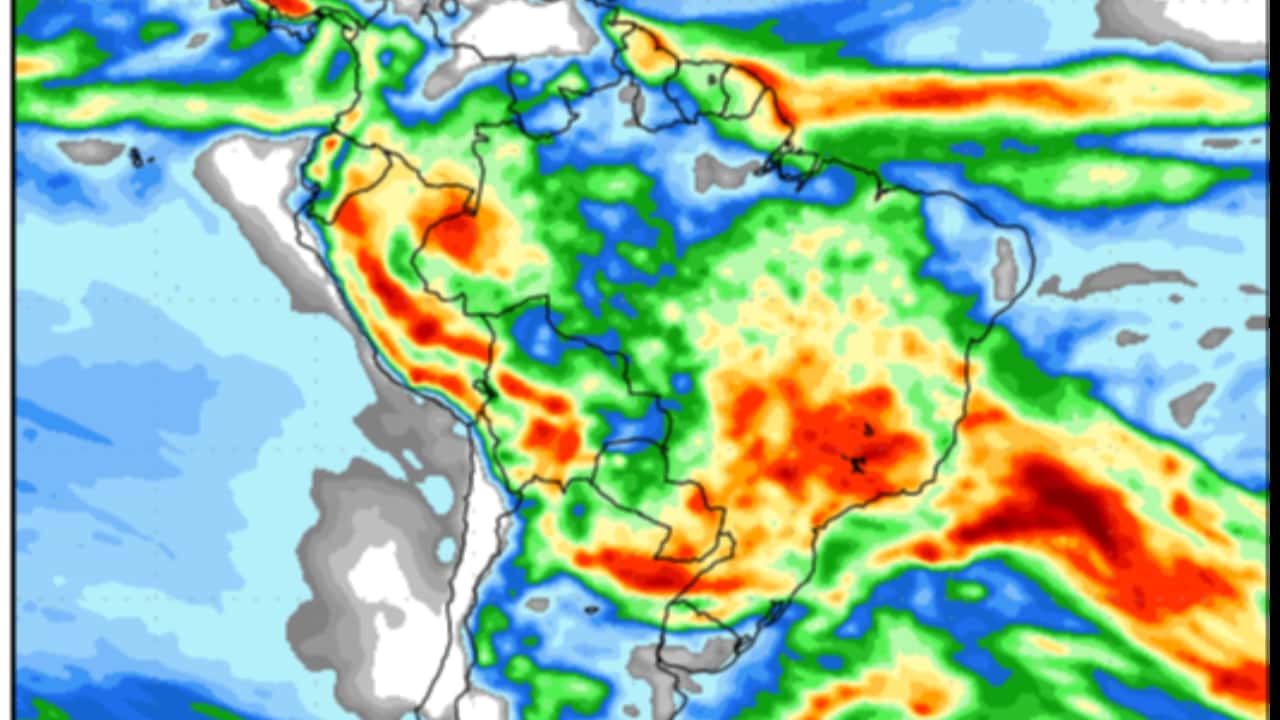 Formação de canal de umidade desde o Amazonas provoca chuva no Centro e Sudeste. 