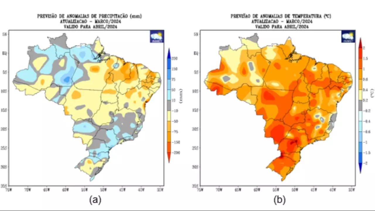 Faixa Sul, Sudeste e Norte são previstas chuvas dentro da média. 