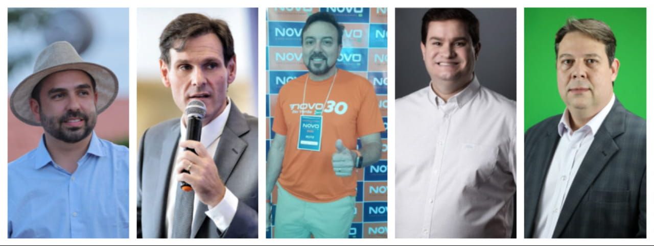 Wellington Carrijo, Lissauer Vieira, Daniel Câmara, Dr. Osvaldo Fonseca e Karlos Cabral, candidatos a prefeito de Rio Verde-GO. 