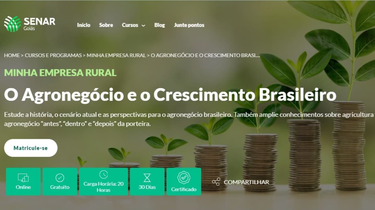 Curso é online e gratuito na plataforma do Senar. 