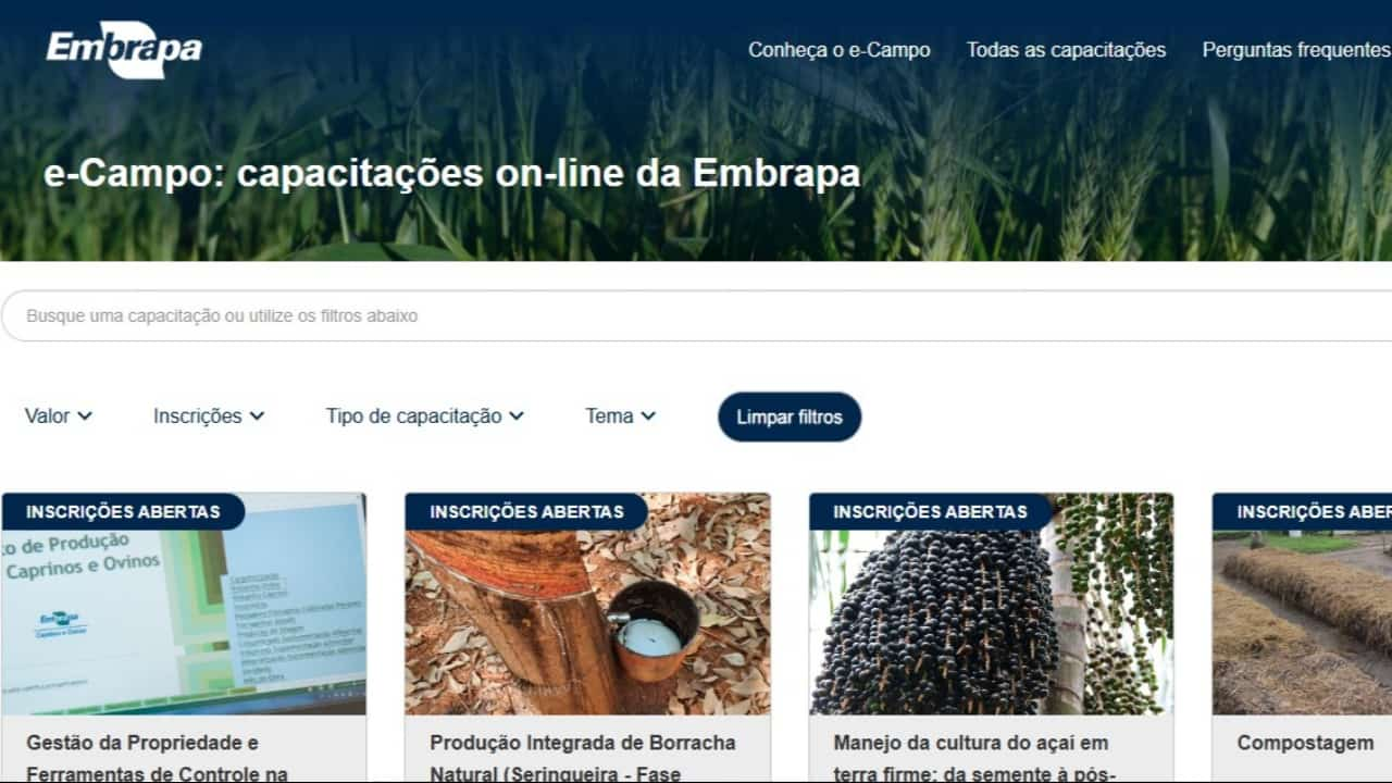 Nova capacitação da Embrapa está disponível na plataforma e-Campo.